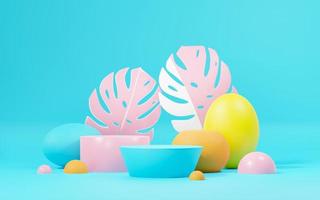 3d render abstract display podium platform for  product presentation and advertising. Minimal scene backdrop with clean design. Vacant pedestal for mock up. Empty stage with pastel color for cosmetic. photo