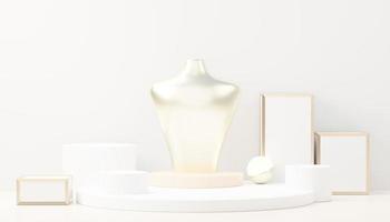 3d render abstract display podium platform for  product presentation and advertising. Minimal scene backdrop with clean design. Vacant pedestal for mock up. Empty stage with pastel color for cosmetic. photo