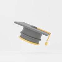 3d rendering of Graduation Cap  icon on clean background for mock up and web banner. Cartoon interface design. minimal metaverse concept. photo