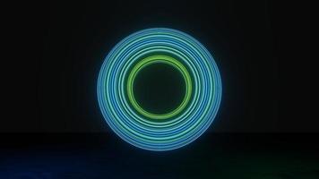 3d render of flash neon and light glowing on dark scene. Speed light moving lines. High fast  motion blur. Technology internet of future network. Sci fiction of hyperspace interstellar travel. photo