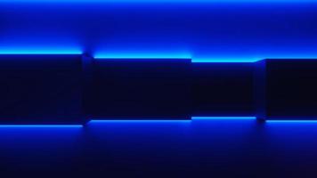 3d render of flash neon and light glowing on dark scene. Speed light moving lines. photo