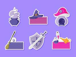 Fantasy Journal Sticker Set vector