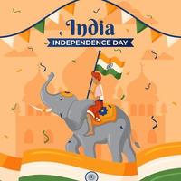 Man Riding Elephant Celebrates India Independence Day vector