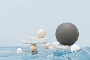 3d render of pastel ball, soaps bubbles, blobs that floating on the air isolated on pastel background. Abstract scene. photo