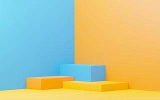 3d render abstract display podium platform for  product presentation and advertising. Minimal scene backdrop with clean design. Vacant pedestal for mock up. Empty stage with pastel color for cosmetic. photo
