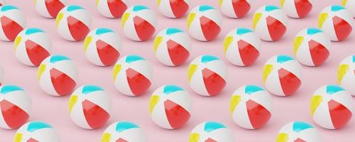 3d render of Abstract minimal beach ball seamless pattern on pastel background for web banner or mock up. Summer time season for vacation concept. photo