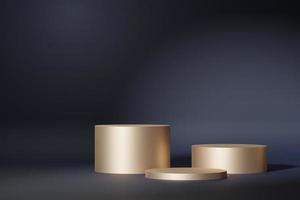 3d abstract platform showcase for product and cosmetic presentation. Golden Podium for mock up and advertising. Render geometric design scene for web banner. Empty pedestal with pastel background. photo