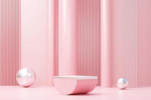 3d render abstract display podium platform for  product presentation and advertising. Minimal scene backdrop with clean design. Vacant pedestal for mock up. Empty stage with pastel color for cosmetic. photo