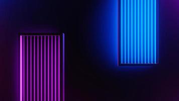 3d render of flash neon and light glowing on dark scene. Speed light moving lines. photo