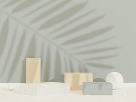 3d abstract background white podium for product presentation and brand advertising with shadow of windows and roof. Empty scene for mock up. photo