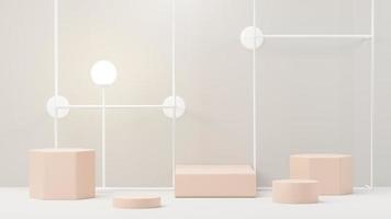3d render abstract display podium platform for  product presentation and advertising. Minimal scene backdrop with clean design. Vacant pedestal for mock up. Empty stage with pastel color for cosmetic. photo
