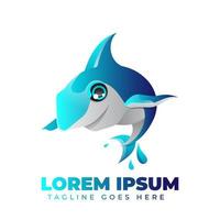 Whale Gradient Logo Template vector