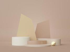 3d render of minimal display podium design for mock up and product presentation. Pedestal stage with pastel color scene. Trendy design for mock up and web banner. photo