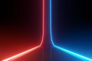 3d render of RGB neon light on darkness background. Abstract Laser lines show at night. Ultraviolet spectrum beam scene photo