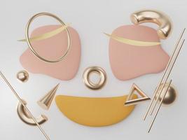 3d render illustration of minimal geometric shapes. Floating fluffy stylish art design. Cute objects on pastel background. photo