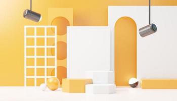 3d render abstract display podium platform for  product presentation and advertising. Minimal scene backdrop with clean design. Vacant pedestal for mock up. Empty stage with pastel color for cosmetic. photo