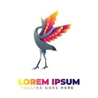 Crane Bird Gradient Logo vector