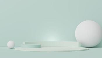 3d render of Abstract minimal  display podium for showing products, cosmetic presentation and mock up. Showcase scene with pastel earth tone background. Illuminated simple geometric shapes. photo