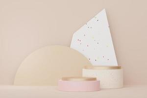 3d abstract white platform showcase for product and cosmetic presentation with terrazzo idea concept. Minimal Podium for mock up and advertising. Render geometric design scene for web banner. photo