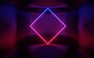 3d render of RGB neon light on darkness background. Abstract Laser lines show at night. Ultraviolet spectrum beam scene photo