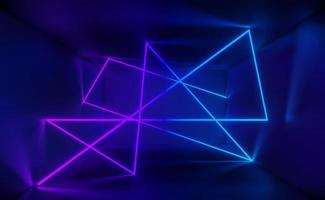 3d render of RGB neon light on darkness background. Abstract Laser lines show at night. Ultraviolet spectrum beam scene photo