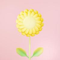 3d rendering of sunflower icon on clean background for mock up and web banner. Cartoon interface design. minimal metaverse concept. photo