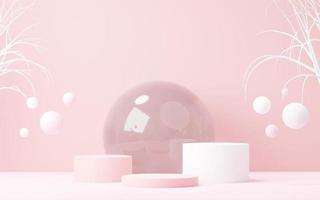 3d render abstract display podium platform for  product presentation and advertising. Minimal scene backdrop with clean design. Vacant pedestal for mock up. Empty stage with pastel color for cosmetic. photo