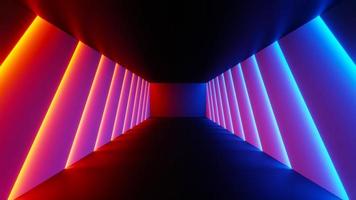 3d render of flash neon and light glowing on dark scene. Speed light moving lines. photo