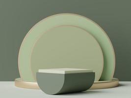 3d rendering of minimal scene of white blank podium with earth tones color theme. Display stand for product presentation mock up and cosmetic advertising. photo