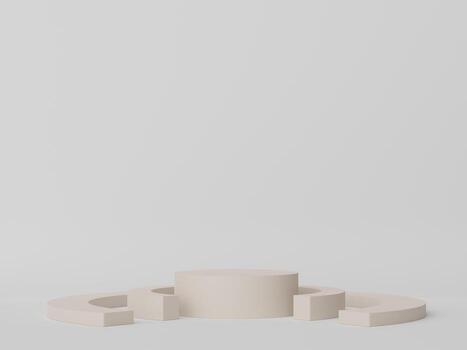 3d render of minimal display podium design for mock up and product presentation. Pedestal stage with pastel color scene. Trendy design for mock up and web banner. photo
