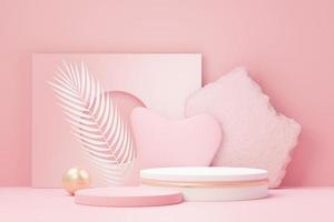 3d render abstract display podium platform for  product presentation and advertising. Minimal scene backdrop with clean design. Vacant pedestal for mock up. Empty stage with pastel color for cosmetic. photo