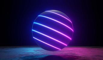 3d render of RGB neon light on darkness background. Abstract Laser lines show at night. Ultraviolet spectrum beam scene photo