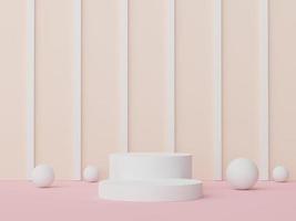 3d render of minimal display podium design for mock up and product presentation. Pedestal stage with pastel color scene. Trendy design for mock up and web banner. photo
