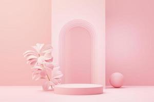 3d render abstract display podium platform for  product presentation and advertising. Minimal scene backdrop with clean design. Vacant pedestal for mock up. Empty stage with pastel color for cosmetic. photo