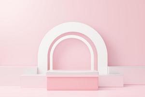 3d render abstract display podium platform for  product presentation and advertising. Minimal scene backdrop with clean design. Vacant pedestal for mock up. Empty stage with pastel color for cosmetic. photo