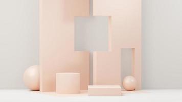 3d render abstract display podium platform for  product presentation and advertising. Minimal scene backdrop with clean design. Vacant pedestal for mock up. Empty stage with pastel color for cosmetic. photo