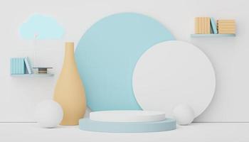 Podio de presentación 3d para presentación de productos y cosméticos. escena mínima para publicidad. fondo limpio abstracto para banner web y maqueta. formas geométricas simples. foto