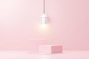 3d render abstract display podium platform for  product presentation and advertising. Minimal scene backdrop with clean design. Vacant pedestal for mock up. Empty stage with pastel color for cosmetic. photo