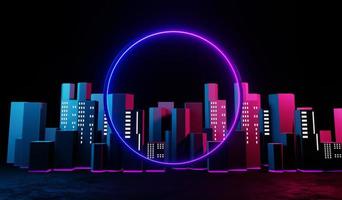 3d render of RGB neon light on darkness background. Abstract Laser lines show at night. Ultraviolet spectrum beam scene photo