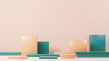 3d render abstract display podium platform for  product presentation and advertising. Minimal scene backdrop with clean design. Vacant pedestal for mock up. Empty stage with pastel color for cosmetic. photo
