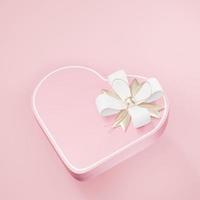 3d rendering of Pink Heart gift icon on clean background for mock up and web banner. Cartoon interface design. minimal metaverse concept. photo