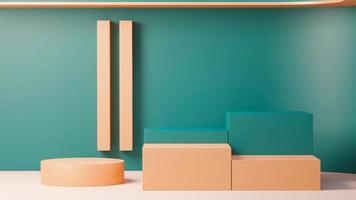 3d render abstract display podium platform for  product presentation and advertising. Minimal scene backdrop with clean design. Vacant pedestal for mock up. Empty stage with pastel color for cosmetic. photo