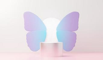 3d render abstract display podium platform for  product presentation and advertising. Minimal scene backdrop with clean design. Vacant pedestal for mock up. Empty stage with pastel color for cosmetic. photo