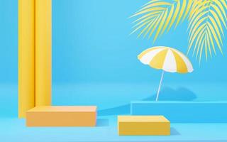 3d render abstract display podium platform for  product presentation and advertising. Minimal scene backdrop with clean design. Vacant pedestal for mock up. Empty stage with pastel color for cosmetic. photo