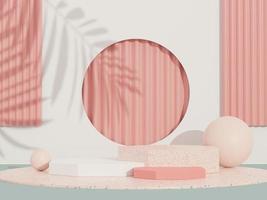 3d render of abstract pedestal podium display with terrazzo and shadow of leaves. Scene for present product promotion and beauty cosmetics. photo