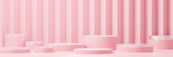 3d render abstract display podium platform for  product presentation and advertising. Minimal scene backdrop with clean design. Vacant pedestal for mock up. Empty stage with pastel color for cosmetic. photo