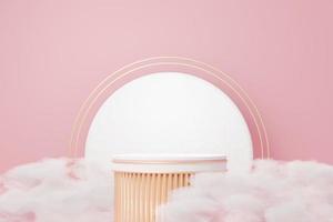 3d render abstract display podium platform for  product presentation and advertising. Minimal scene backdrop with clean design. Vacant pedestal for mock up. Empty stage with pastel color for cosmetic. photo