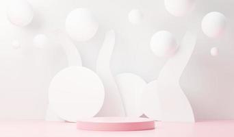 3d render abstract display podium platform for  product presentation and advertising. Minimal scene backdrop with clean design. Vacant pedestal for mock up. Empty stage with pastel color for cosmetic. photo