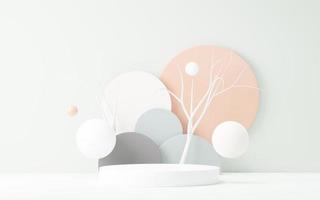 3d render abstract display podium platform for  product presentation and advertising. Minimal scene backdrop with clean design. Vacant pedestal for mock up. Empty stage with pastel color for cosmetic. photo
