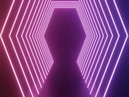 3d render of RGB neon light on darkness background. Abstract Laser lines show at night. Ultraviolet spectrum beam scene photo